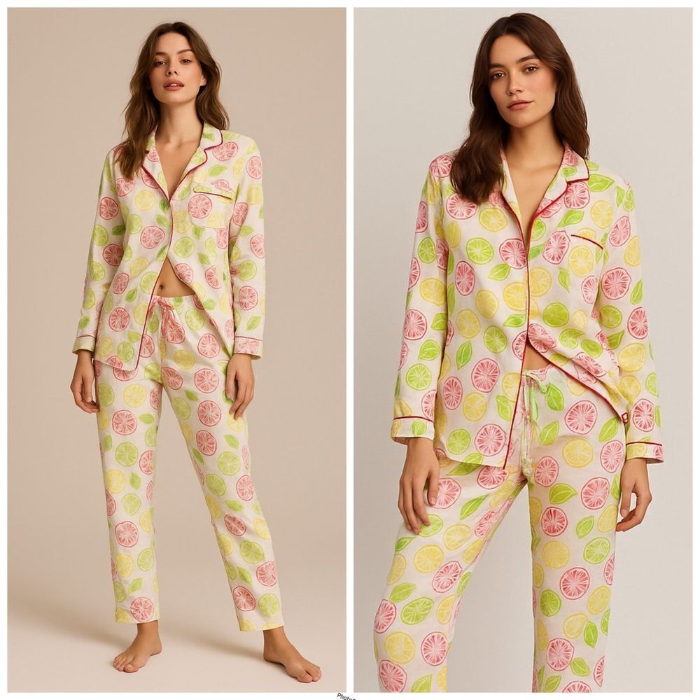 Victoria’s Secret top and pant pajama set with limes citrus fruit print